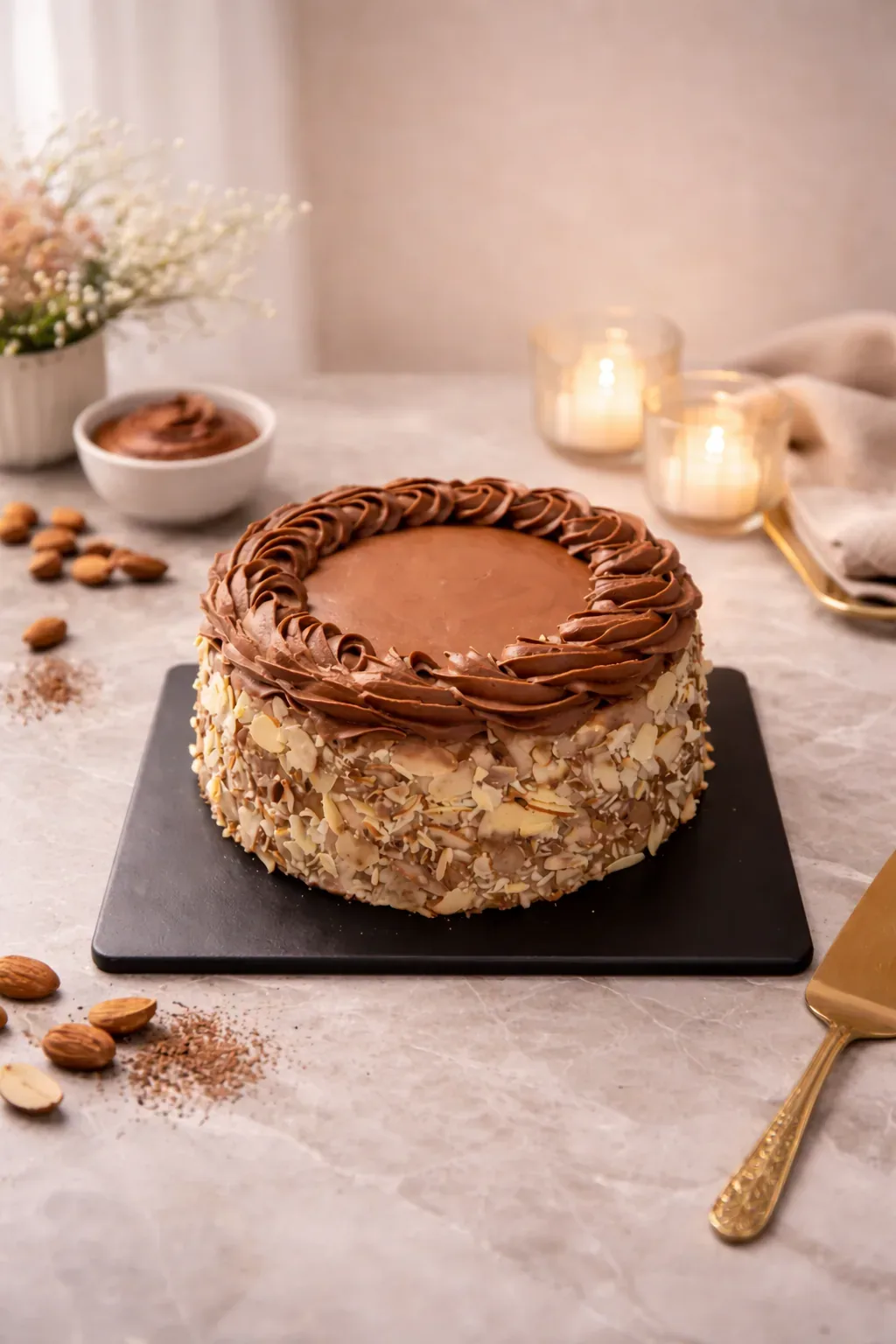 Rich Almond Chocolate Cake